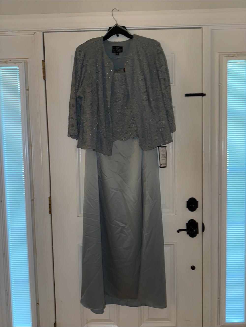 Alex Evenings Light Sage Beaded Jacket with Matching Gown NWOT